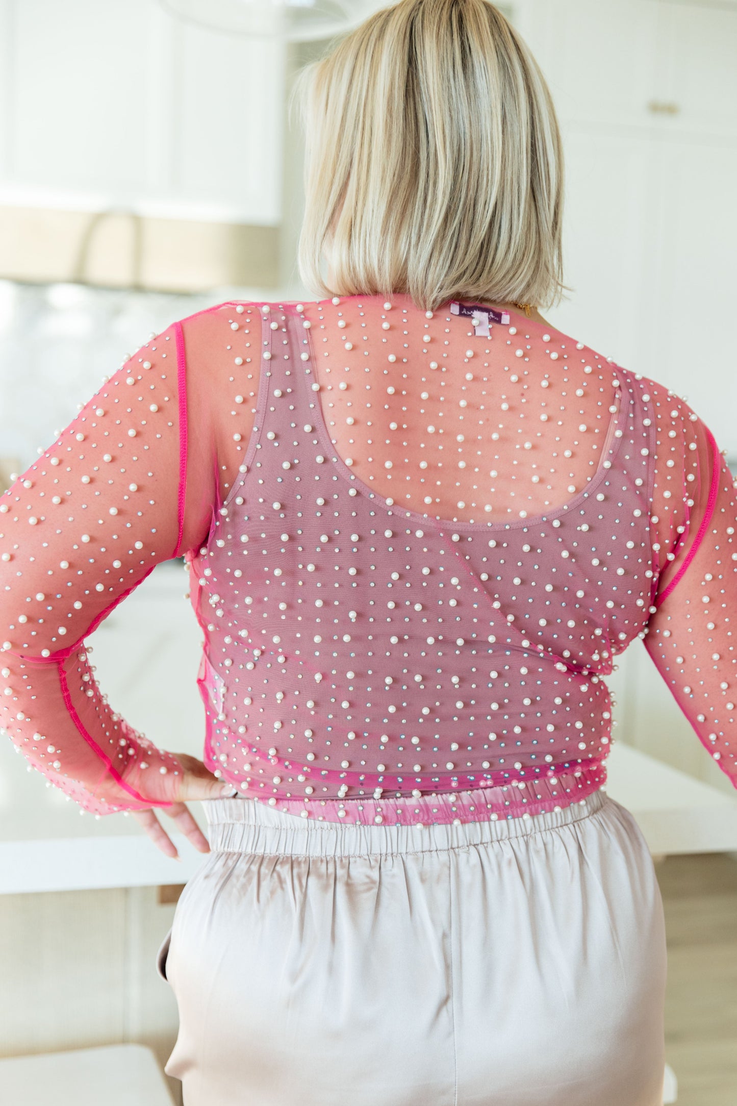 Pearl Perfection Sheer Top in Pink