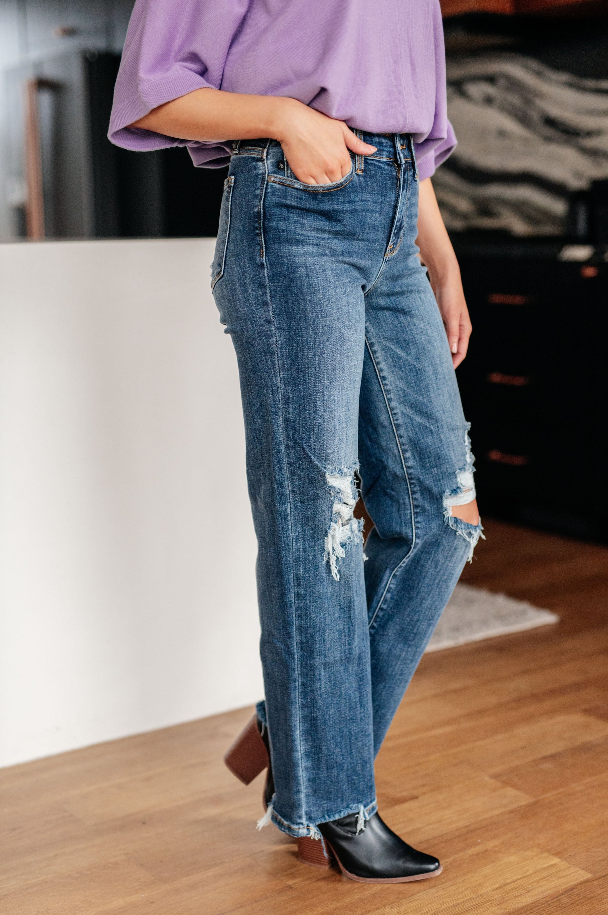 Judy Blue Throw It Back High Rise 90's Straight Leg Jeans   