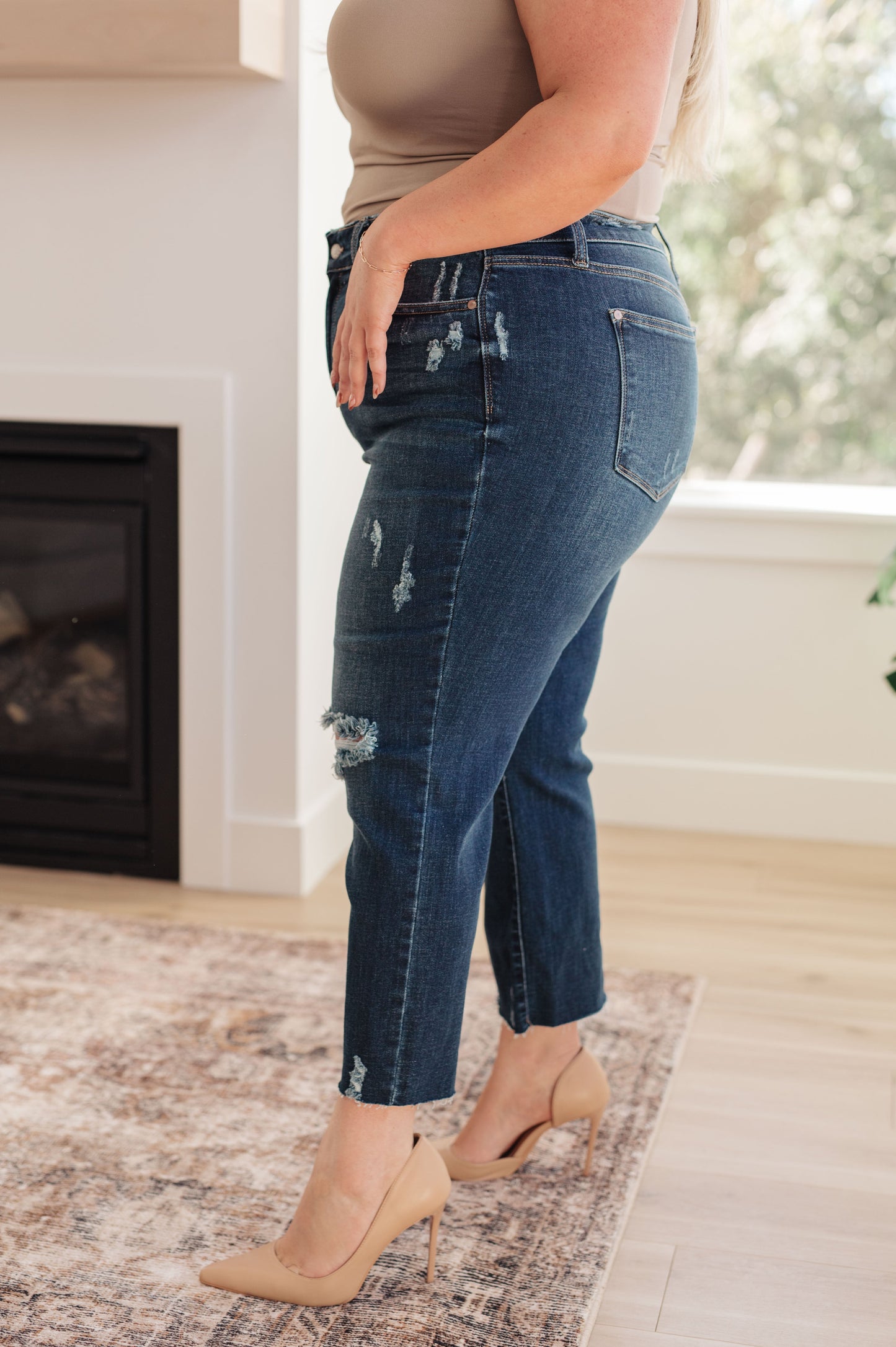 Judy Blue Ripped Rebellion High Rise Distressed Wide Leg Crop Jeans