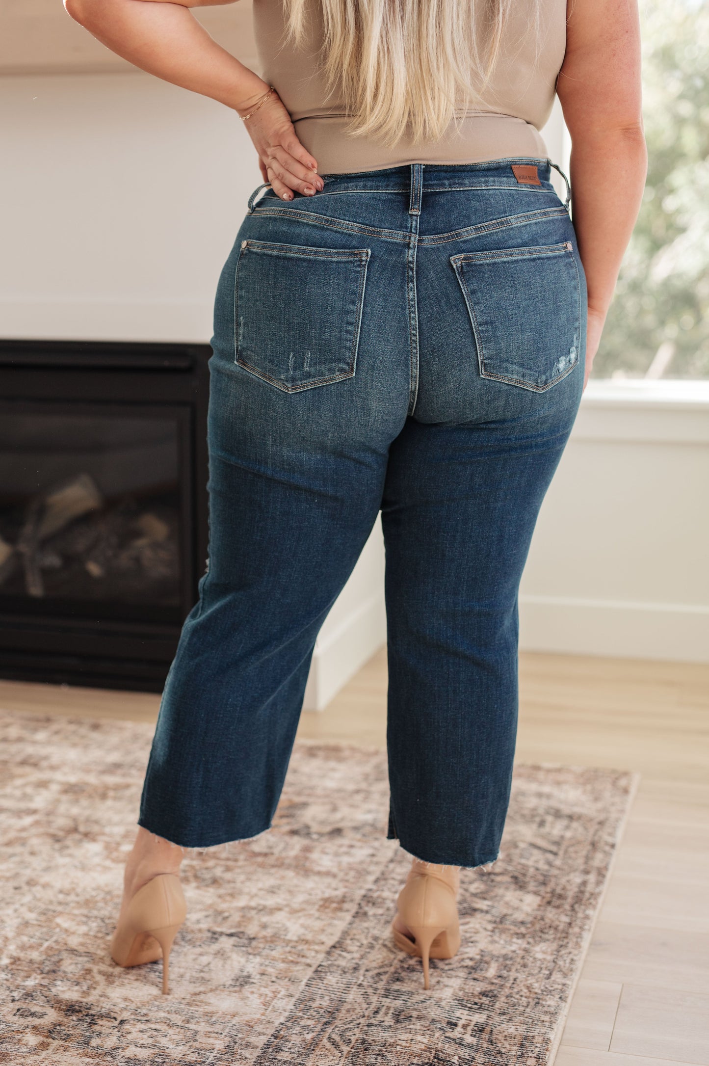 Judy Blue Ripped Rebellion High Rise Distressed Wide Leg Crop Jeans