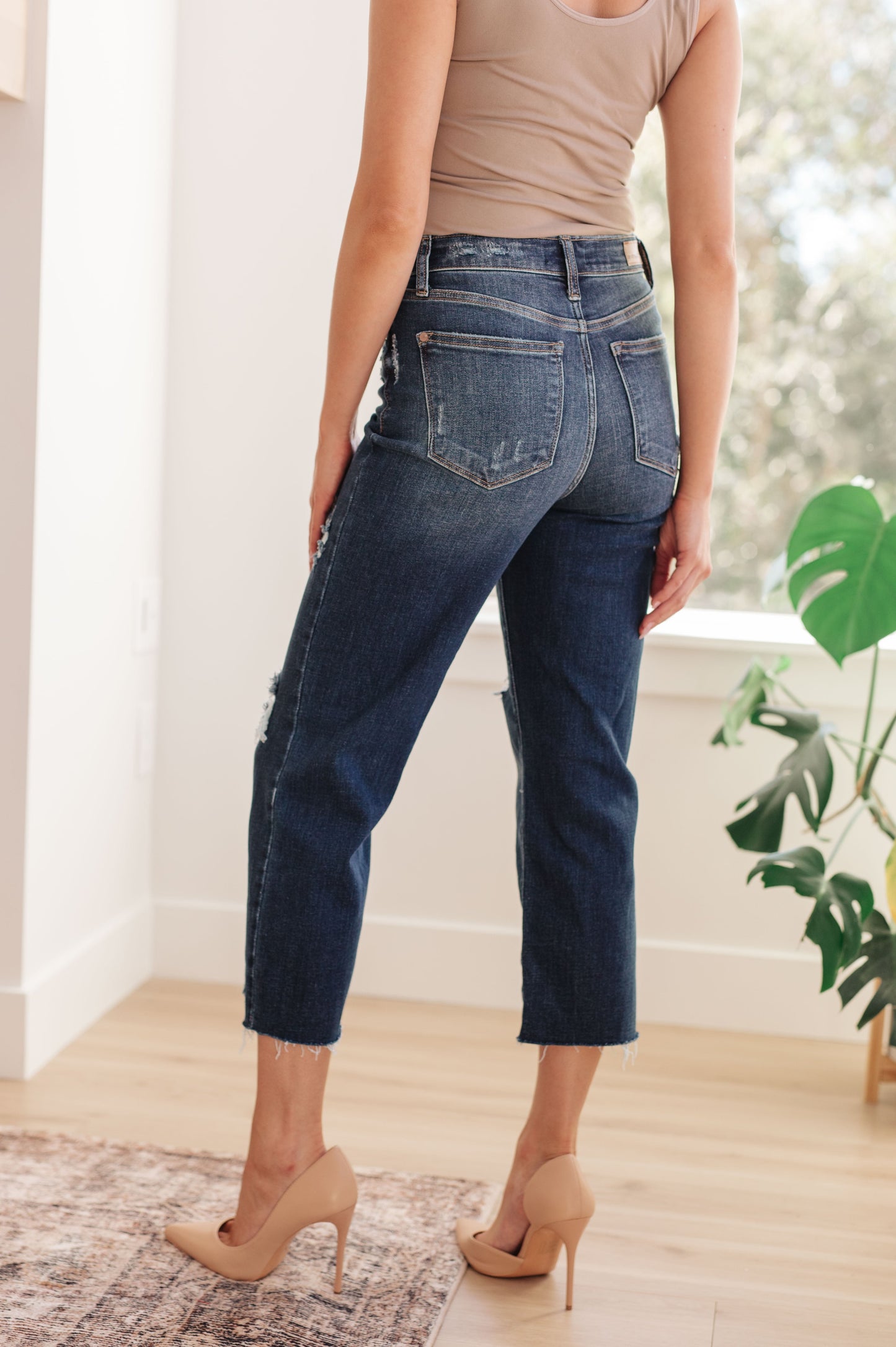 Judy Blue Ripped Rebellion High Rise Distressed Wide Leg Crop Jeans
