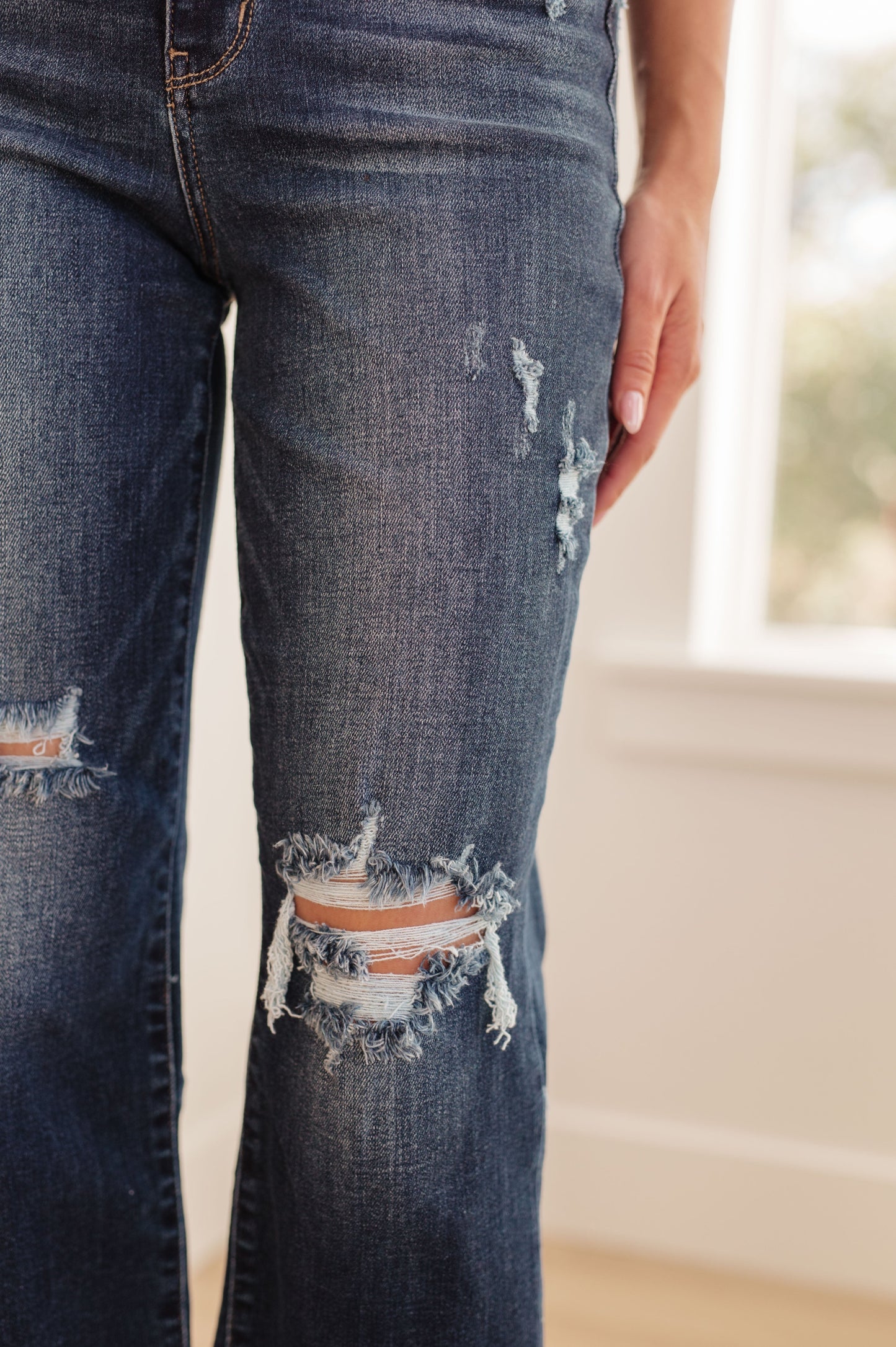 Judy Blue Ripped Rebellion High Rise Distressed Wide Leg Crop Jeans