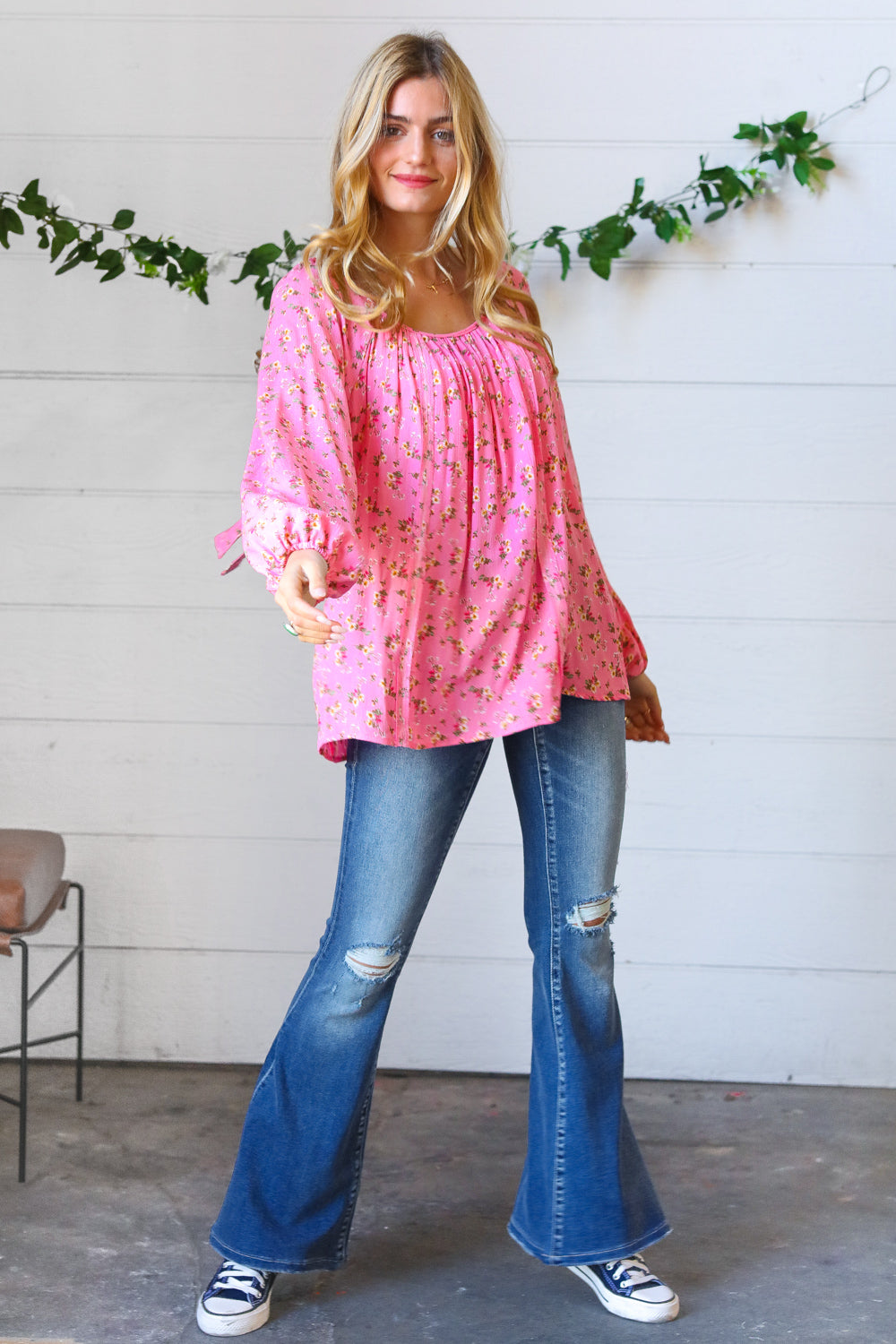 Always Blooming Floral Tie Back Blouse