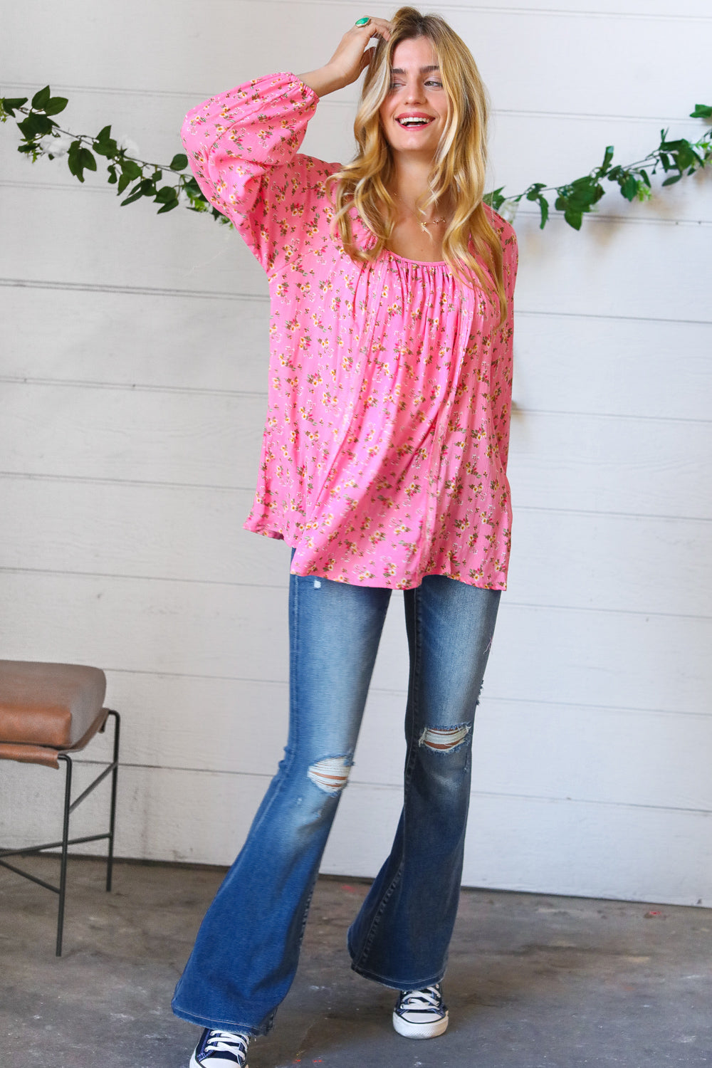 Always Blooming Floral Tie Back Blouse