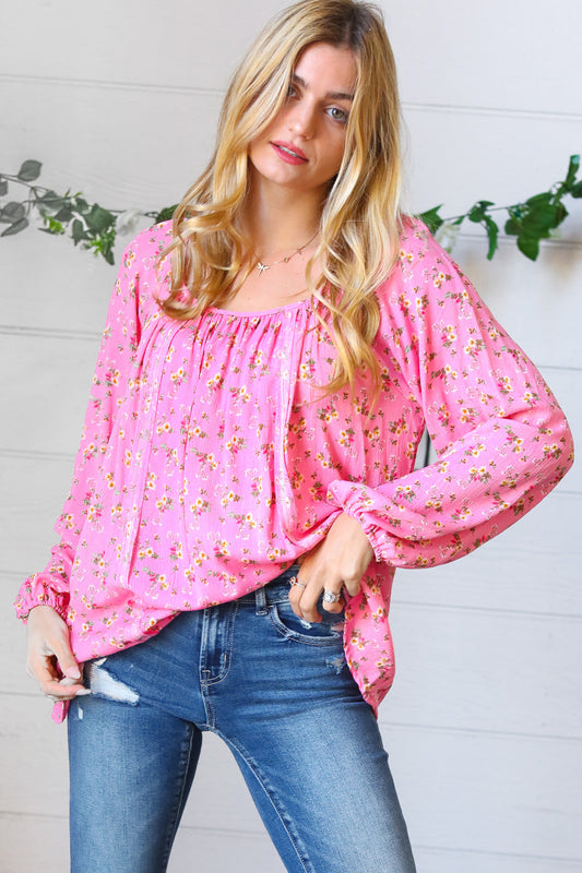 Always Blooming Floral Tie Back Blouse Small