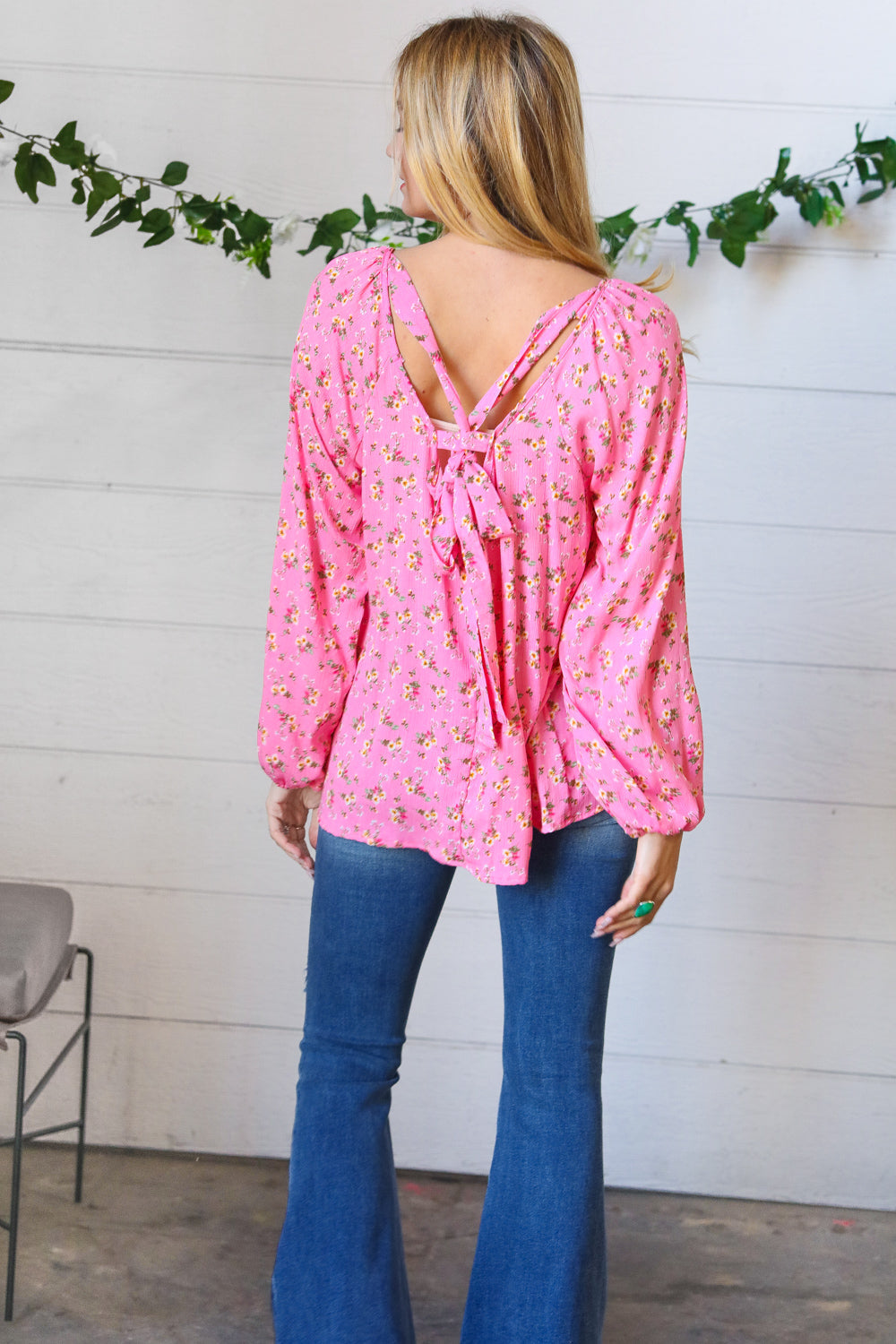 Always Blooming Floral Tie Back Blouse