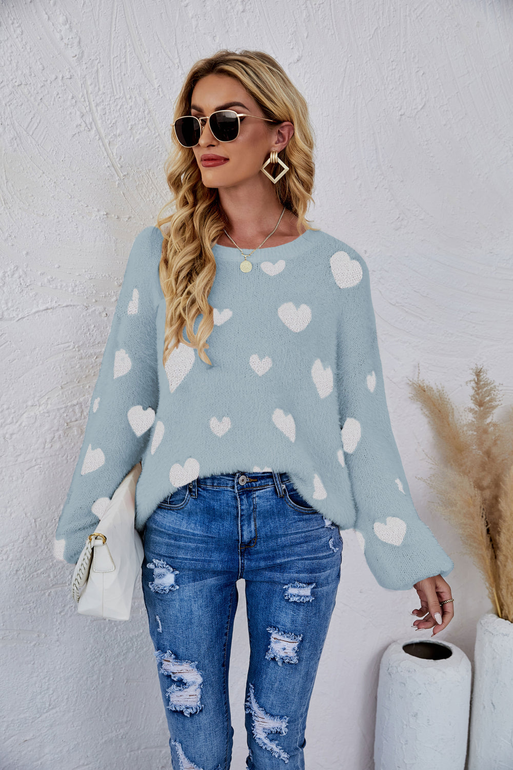 All of the Love Fuzzy Sweater Sky Blue S