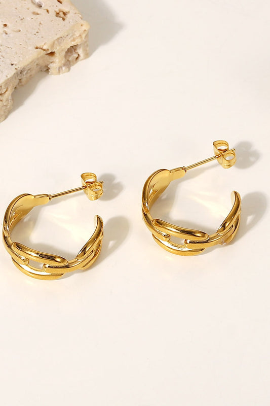 Let's Link Up Chain C-Hoop Gold Earrings Gold One Size