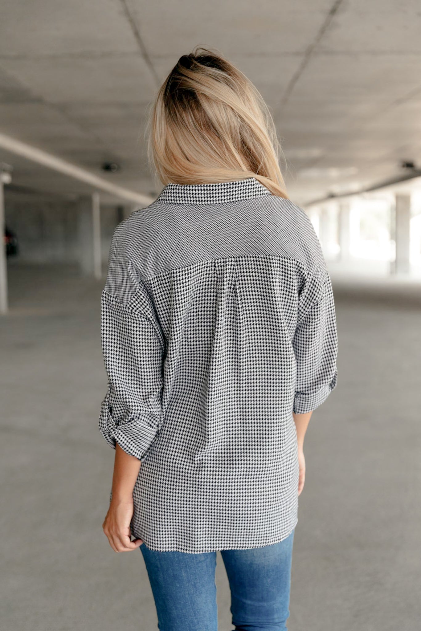 Mix it Up Houndstooth Button Up Top