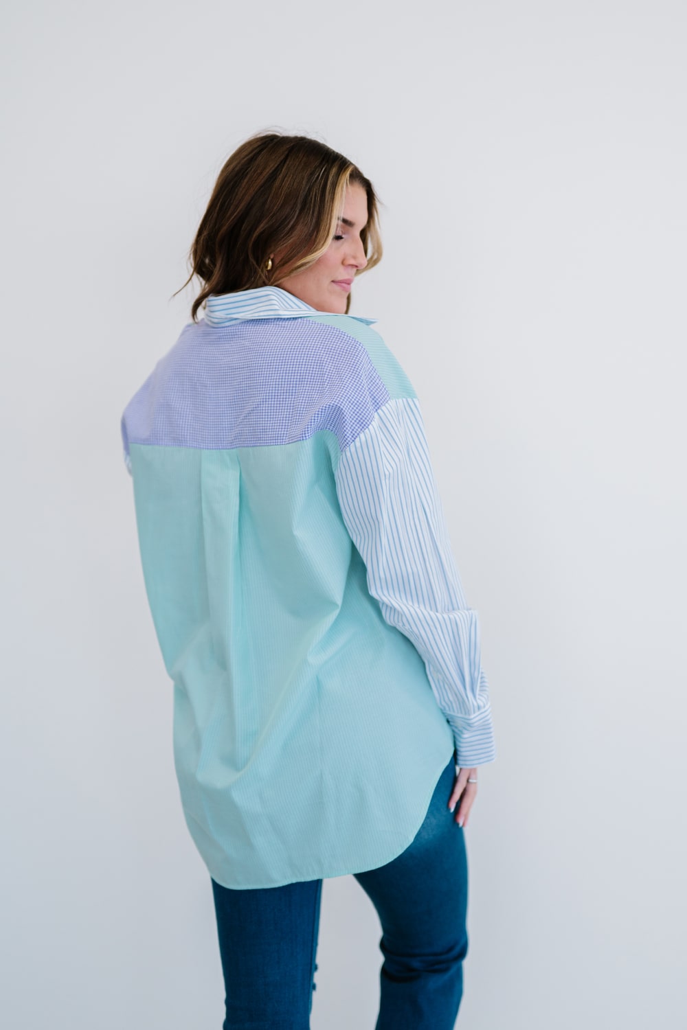 Embrace The Changes Mixed Print Button Down Shirt