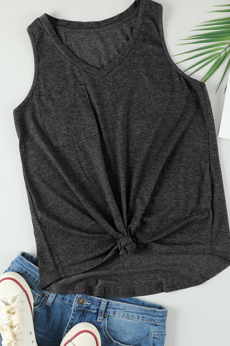 Racerback Tank Top with Pocket Black S