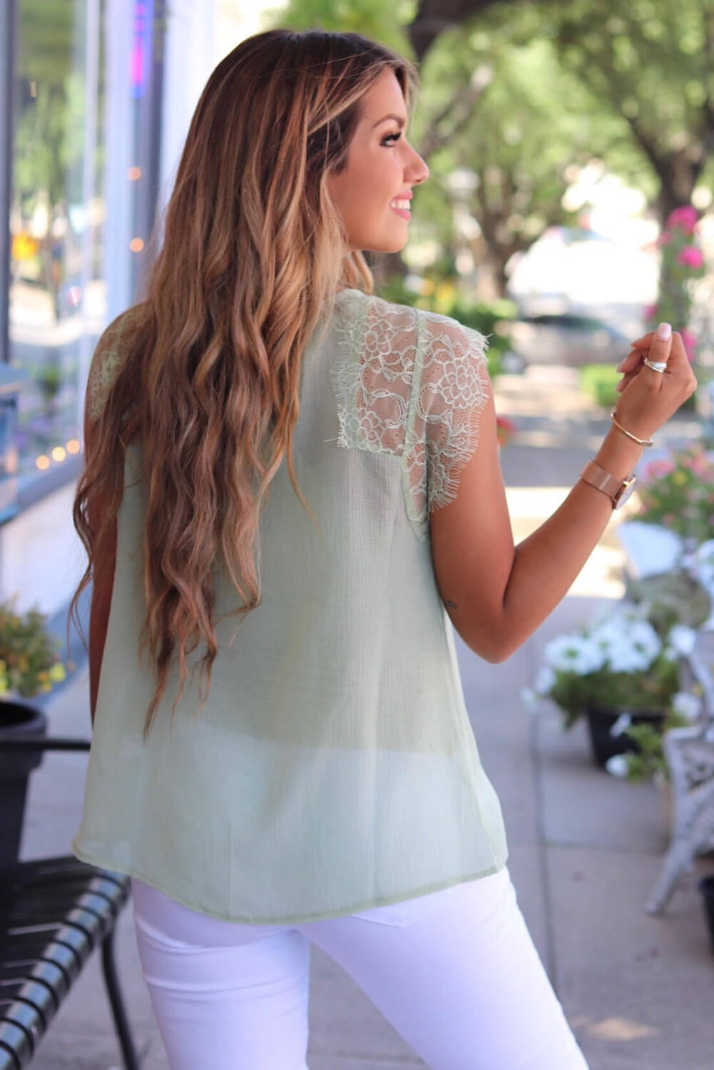 Lace Cap Sleeve Tank Top