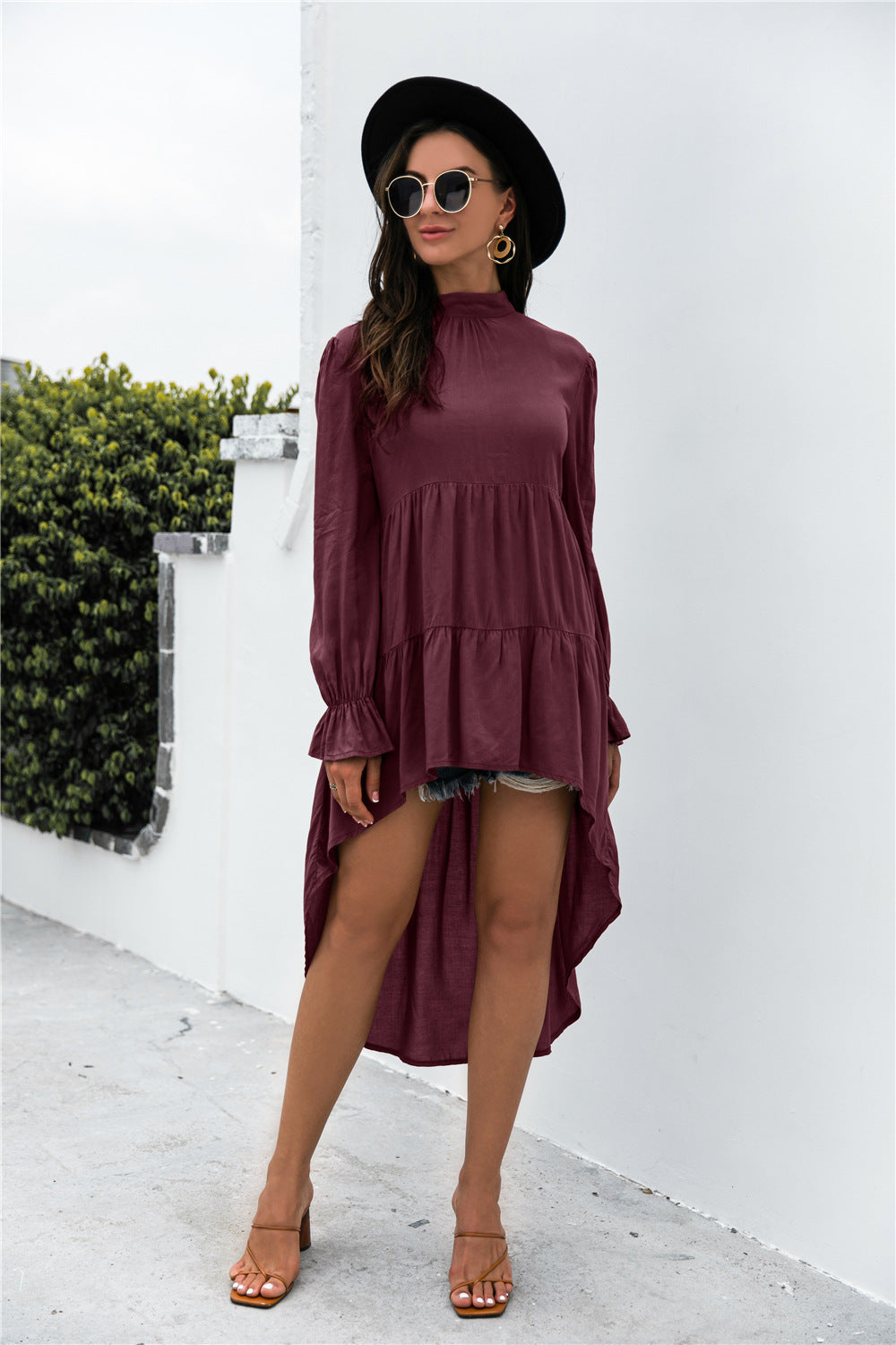 Make A Statement Hi-Low Blouse Wine S