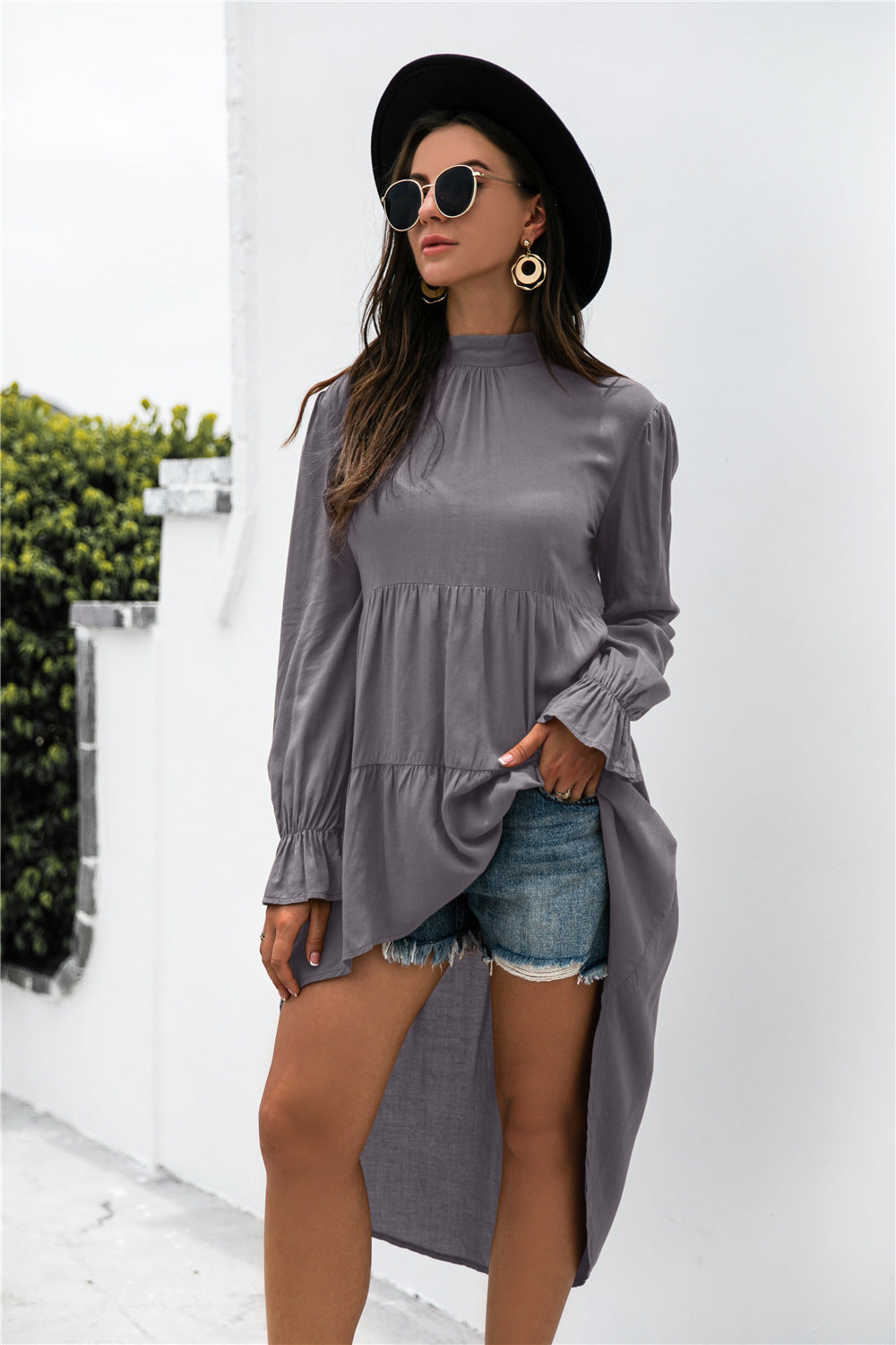 Make A Statement Hi-Low Blouse Gray S