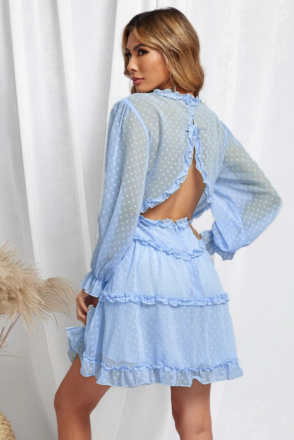 Open Skies Swiss Dot Ruffle Dress