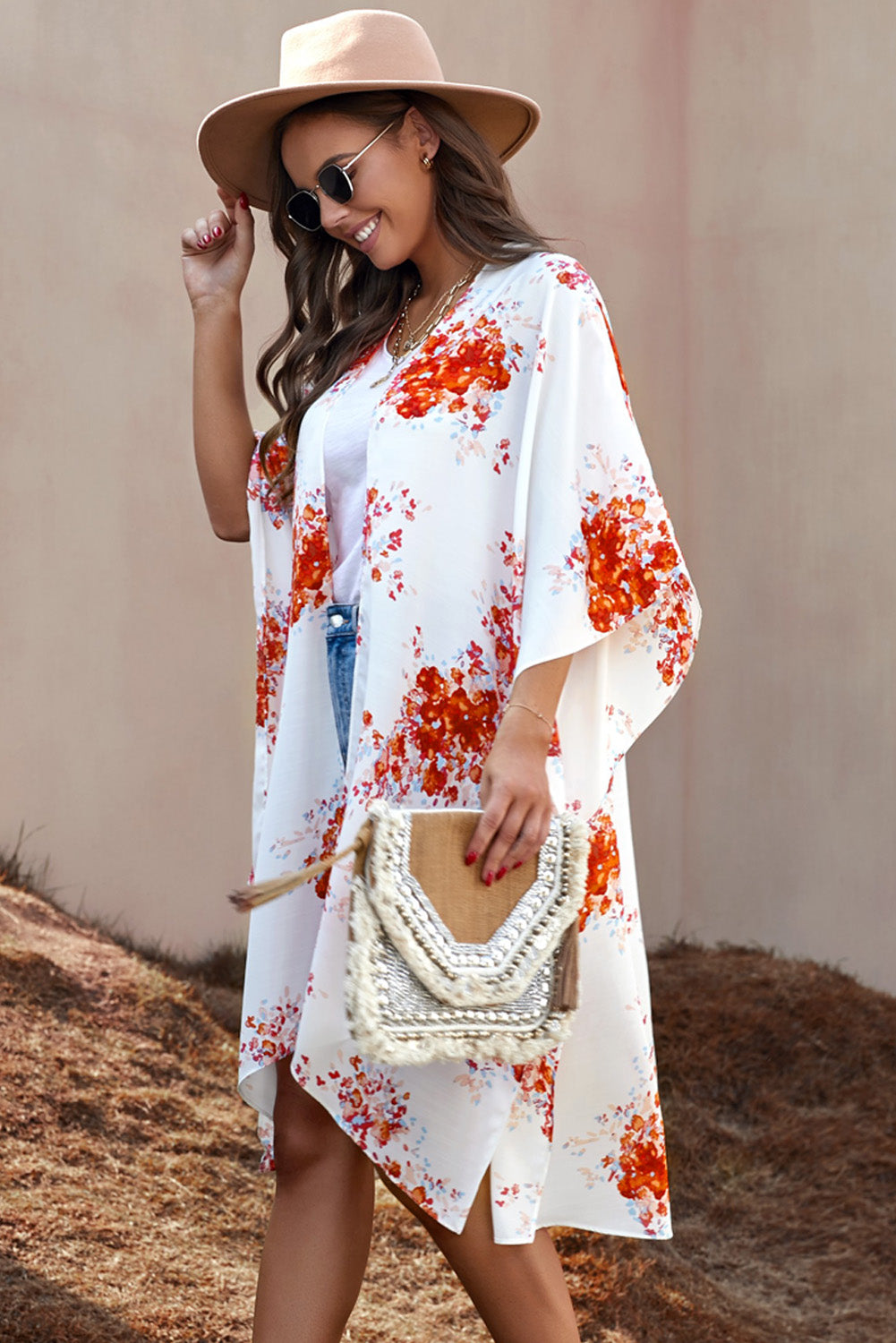 Here Comes the Bloom Floral Print Chiffon Kimono