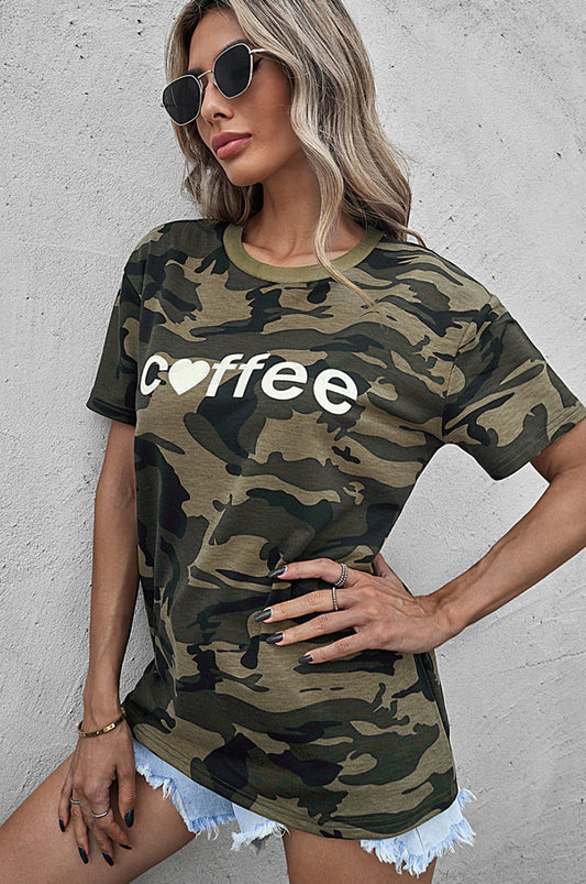 Coffee Camo Graphic Tee Green S
