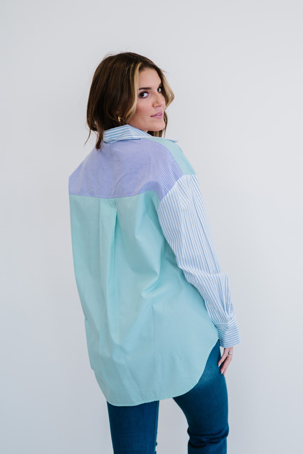 Embrace The Changes Mixed Print Button Down Shirt