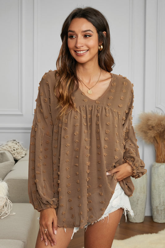 Swiss Dot Dropped Shoulder Blouse