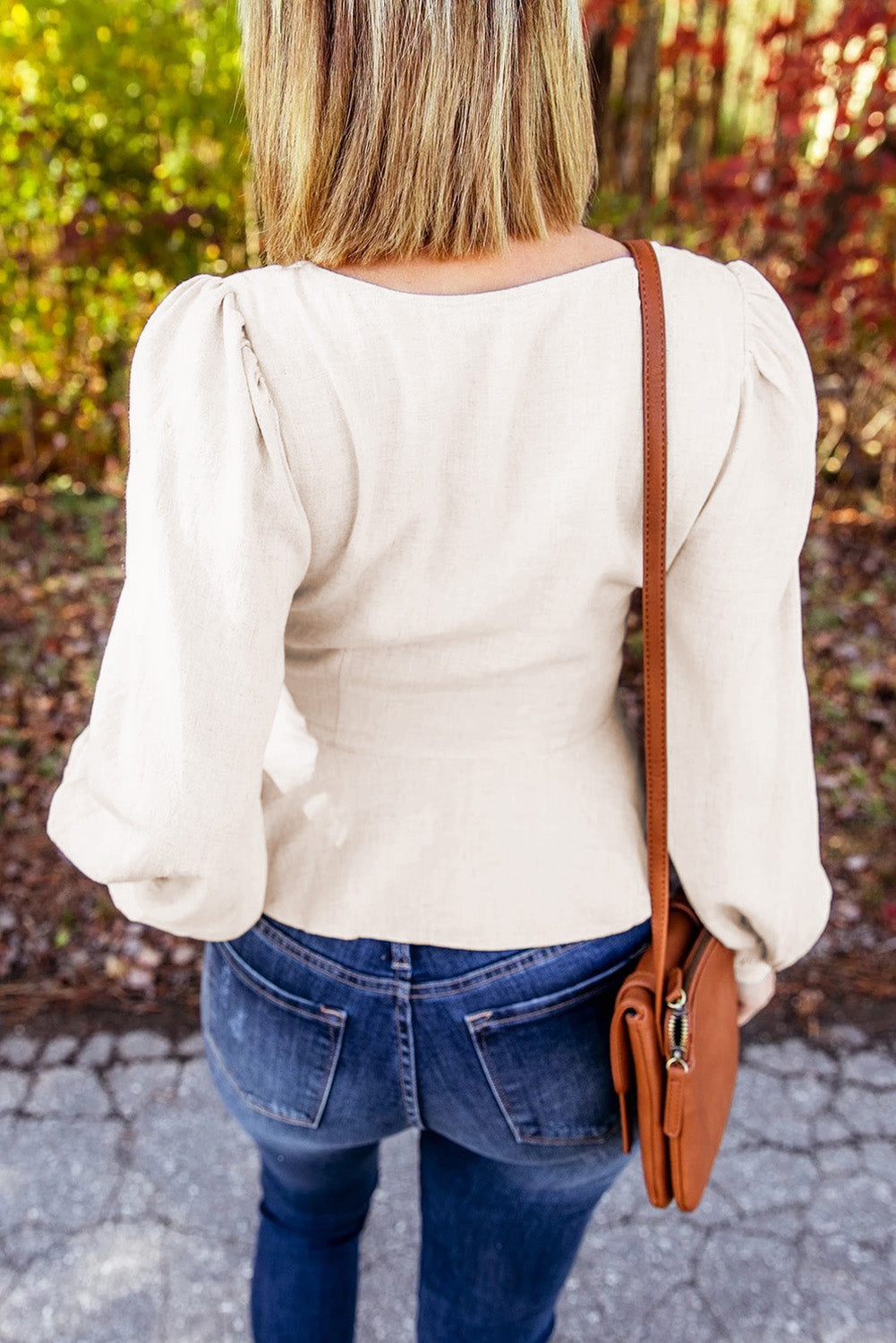 All Tied Up Lantern Sleeve Peplum Top