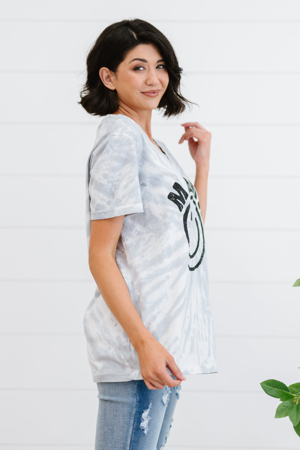 MAMA Smiley Face Graphic Tie-Dye Tee Shirt