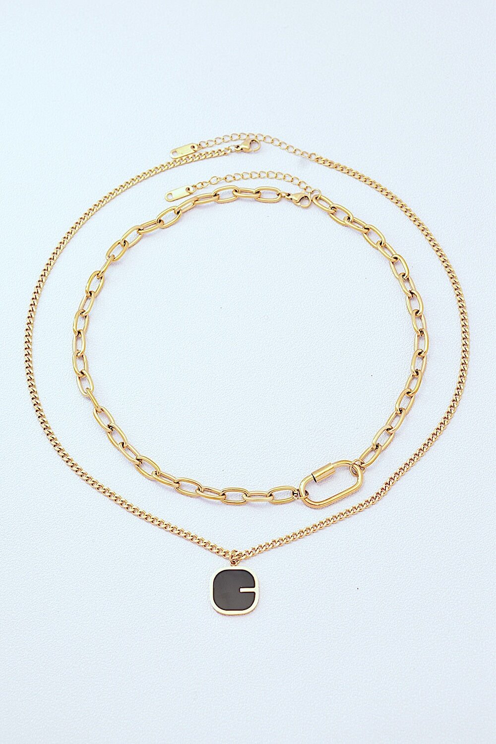 Elegance is Golden Double Layer Necklace Set Gold One Size