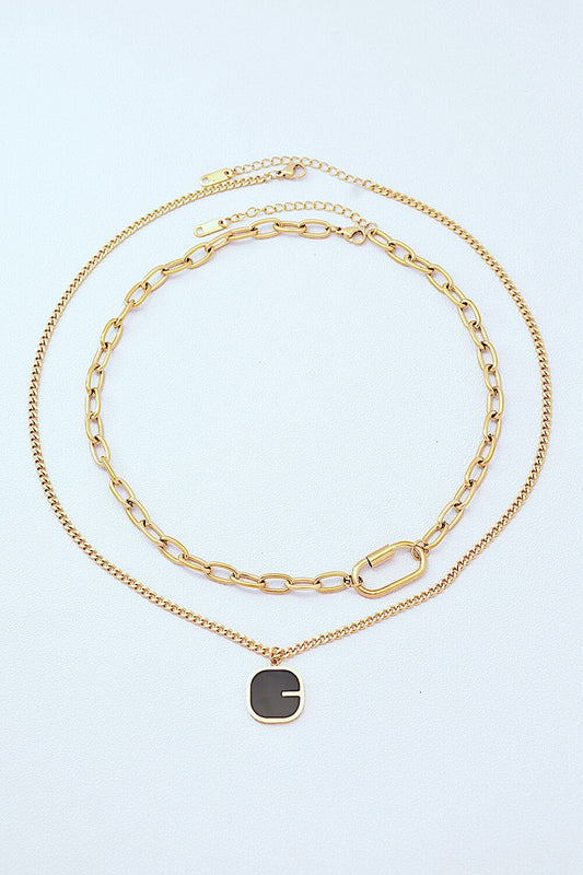 Elegance is Golden Double Layer Necklace Set Gold One Size