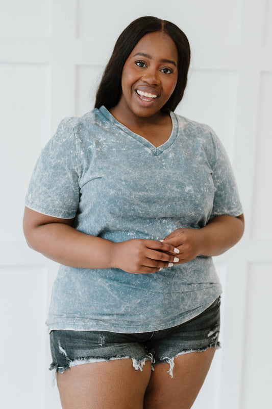 Summer Special Acid Wash T-Shirt Light Blue S