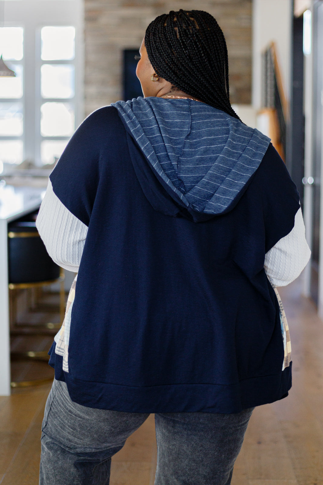 Making Plans Plaid Colorblock Hoodie