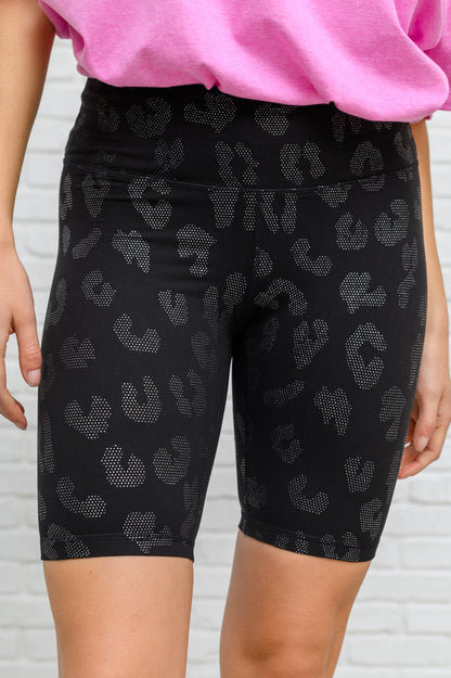 Get Wild Foiled Animal Print Biker Shorts Black S 