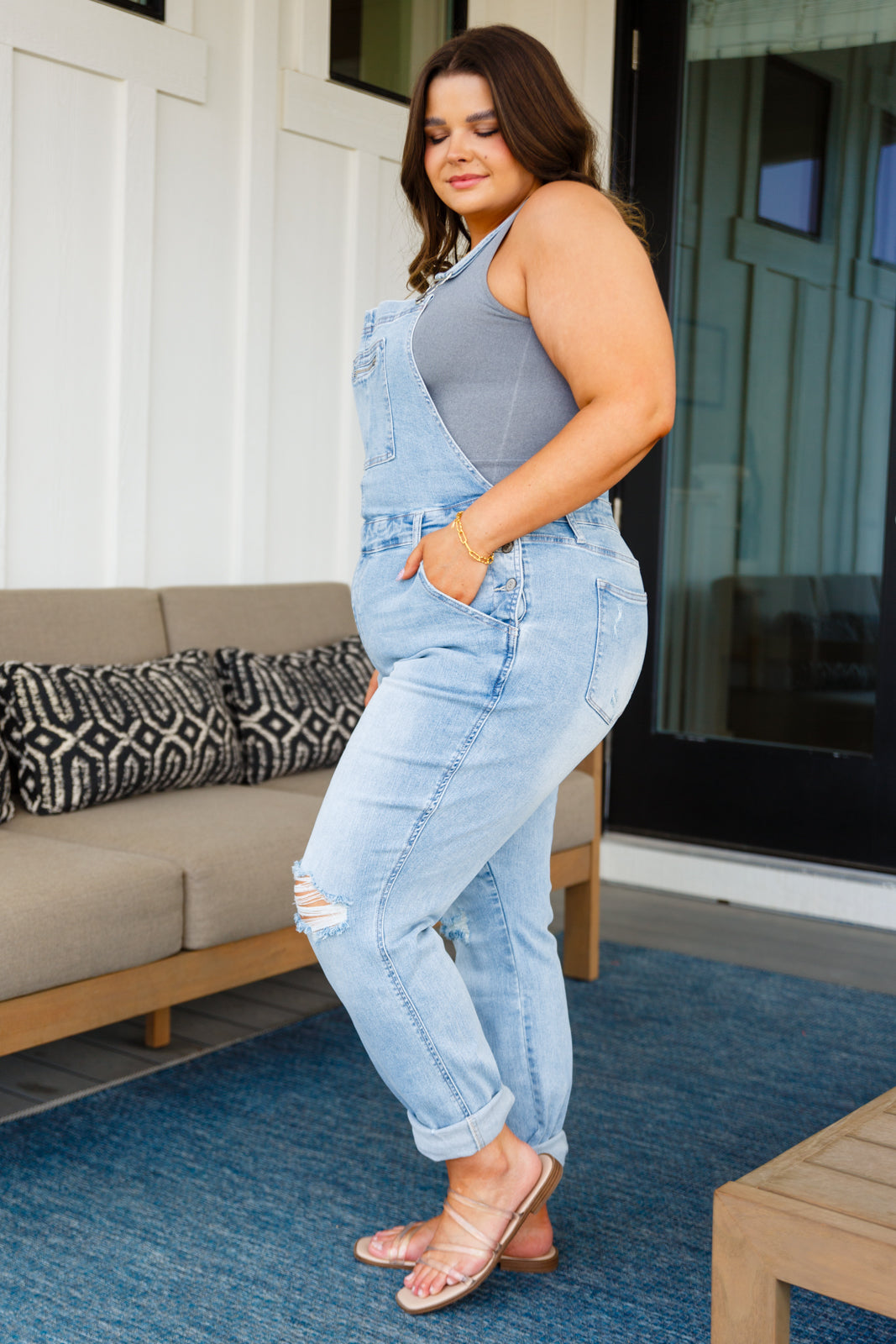 Judy Blue Keeping it Fresh Distressed Straight Leg Overalls