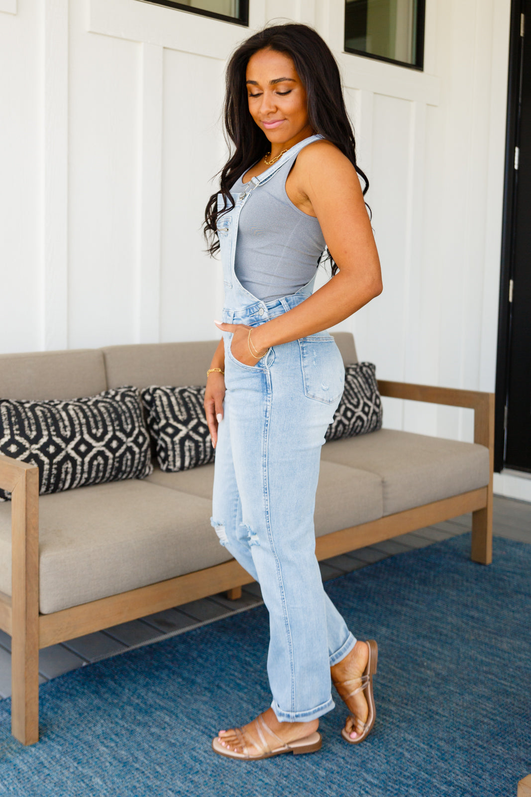 Judy Blue Keeping it Fresh Distressed Straight Leg Overalls