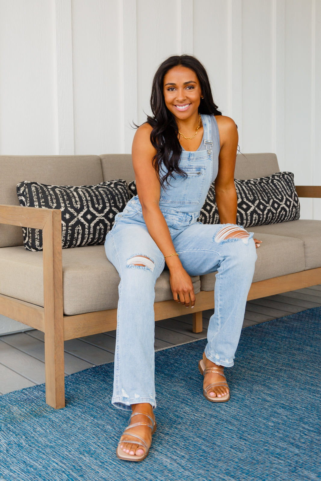 Judy Blue Keeping it Fresh Distressed Straight Leg Overalls