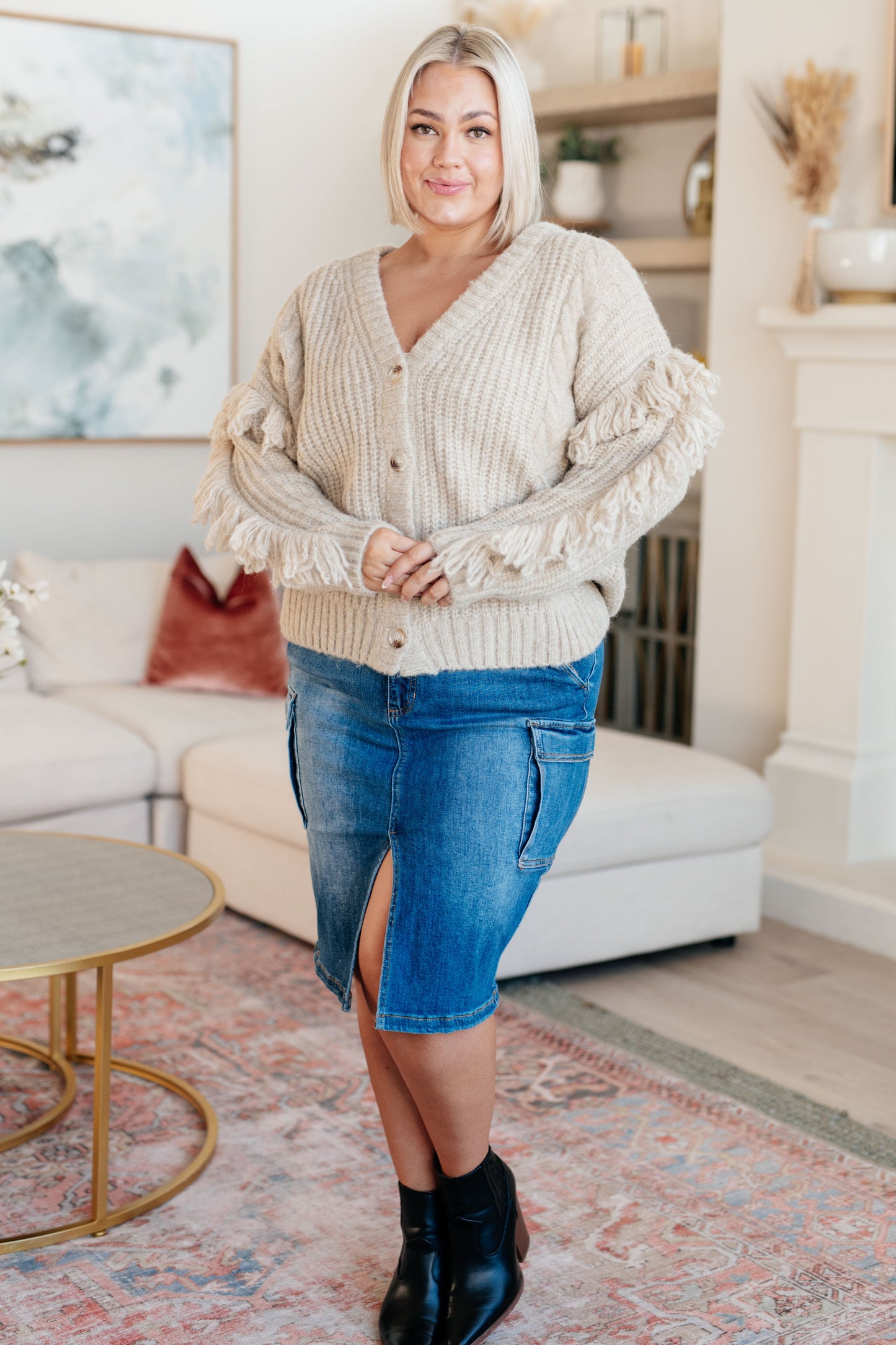 Fringe Frenzy V Neck Cardigan