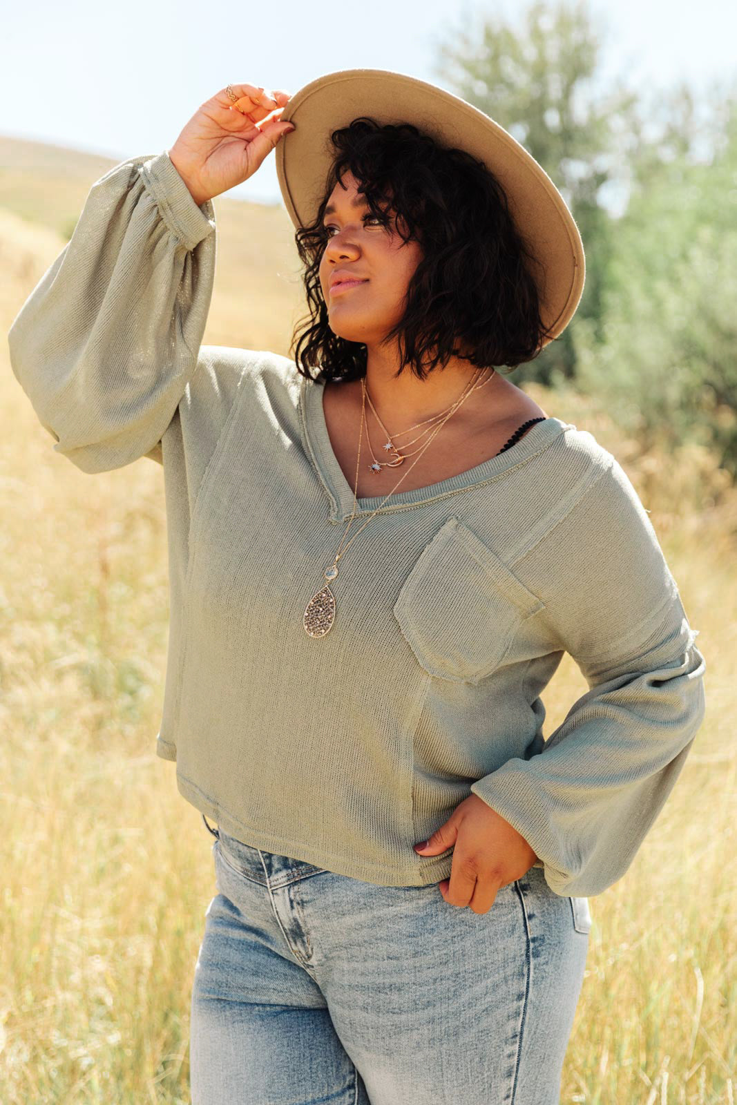 Bellissimo Draped V-Neck Sweater in Olive 3XL Olive