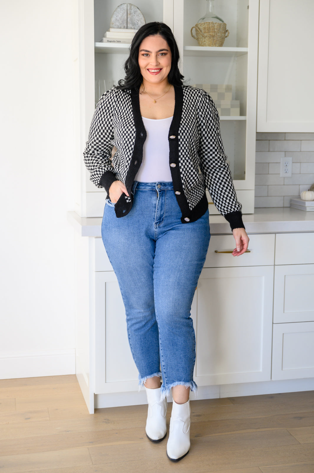 Big City Tempo Checkered Cardigan