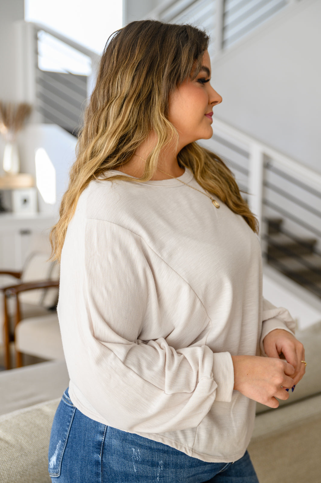 Got Your Back Long Sleeve Open Back Top In Ivory