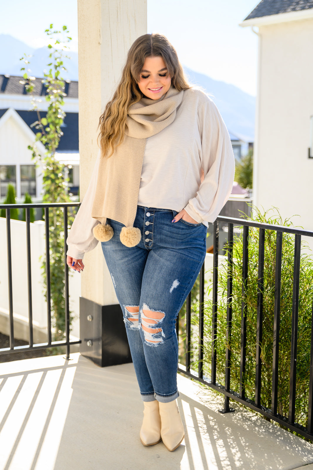 Got Your Back Long Sleeve Open Back Top In Ivory