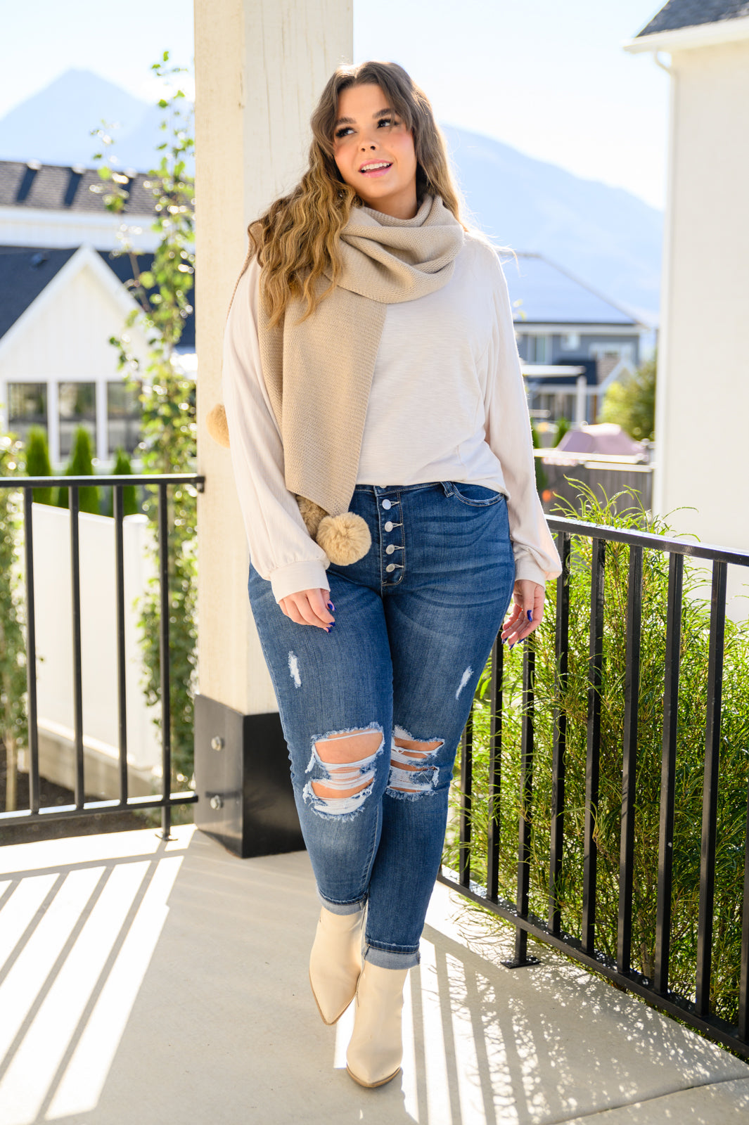 Got Your Back Long Sleeve Open Back Top In Ivory