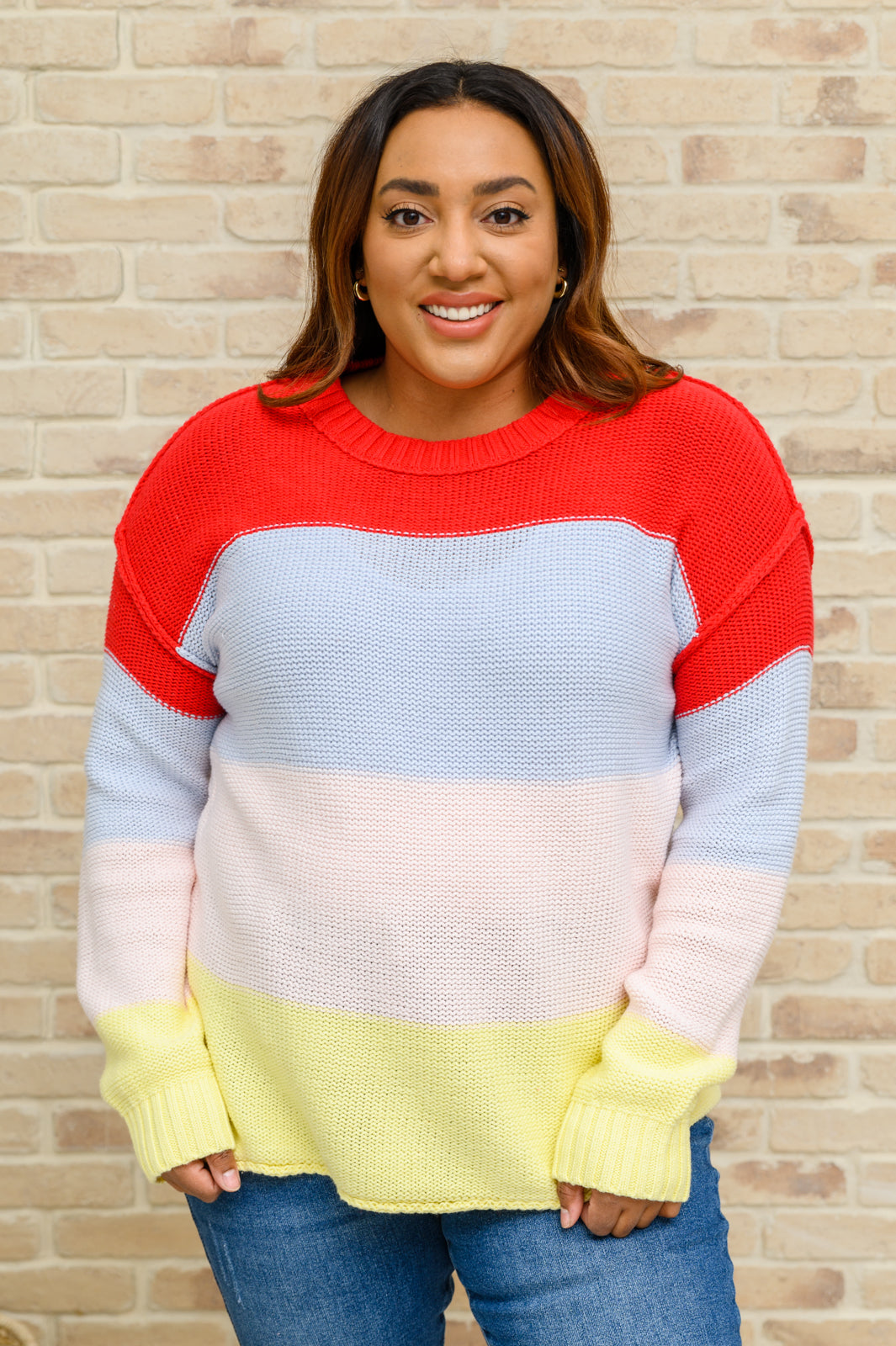 Keep On Bright Striped Knit Sweater