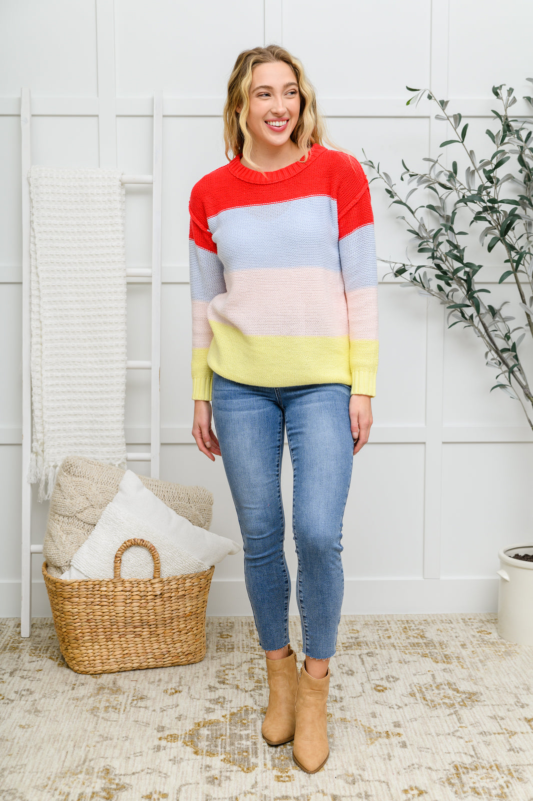 Keep On Bright Striped Knit Sweater