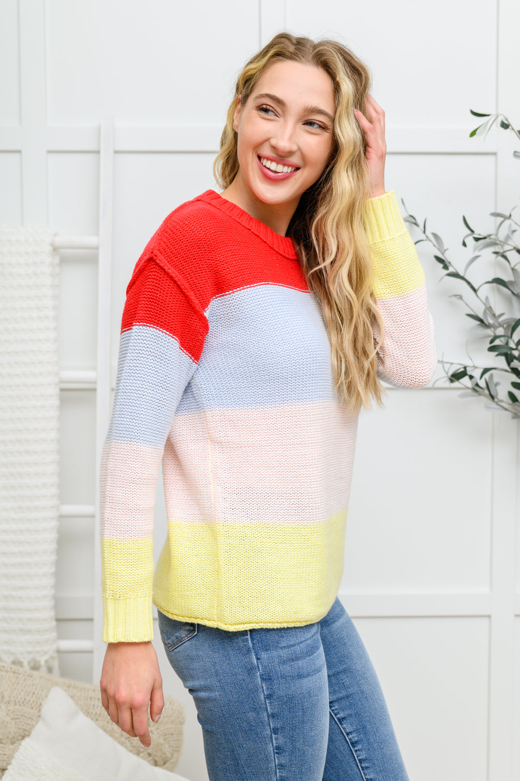 Keep On Bright Striped Knit Sweater