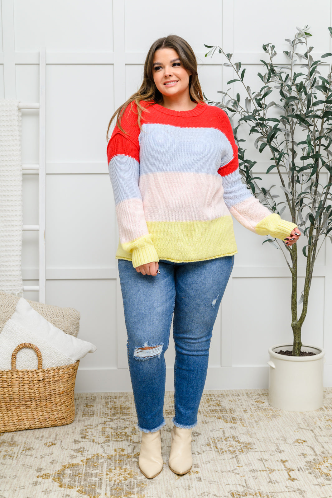 Keep On Bright Striped Knit Sweater