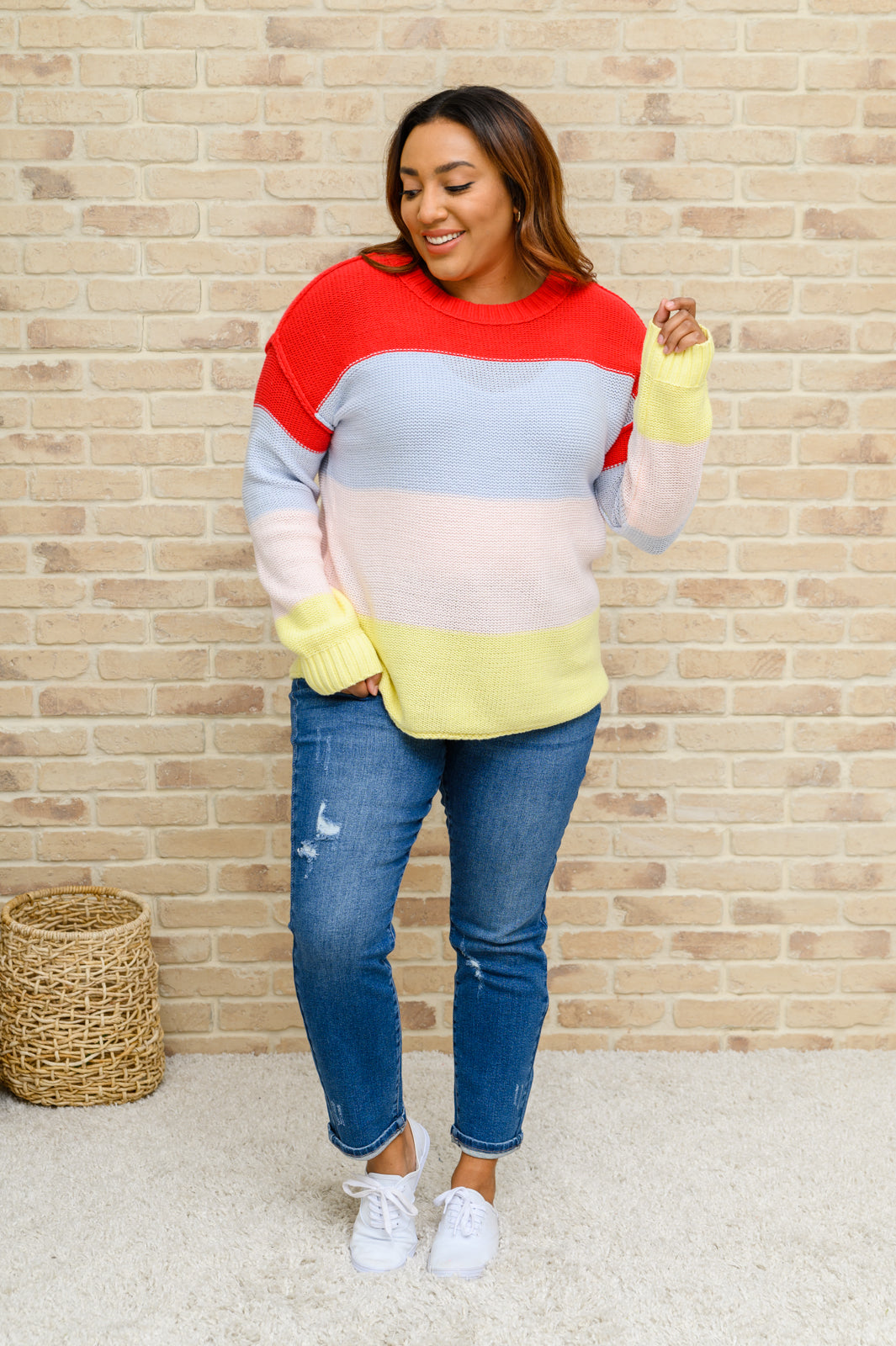 Keep On Bright Striped Knit Sweater