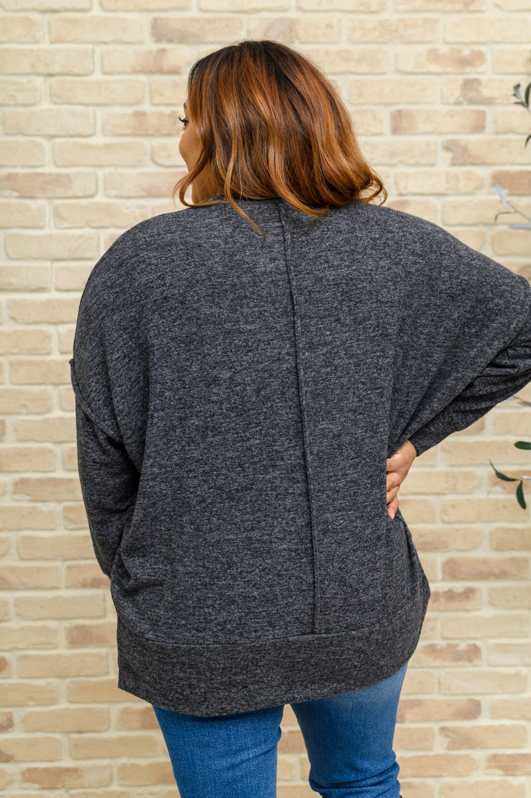 Hanging Around Brushed Drop Shoulder Sweater In Black