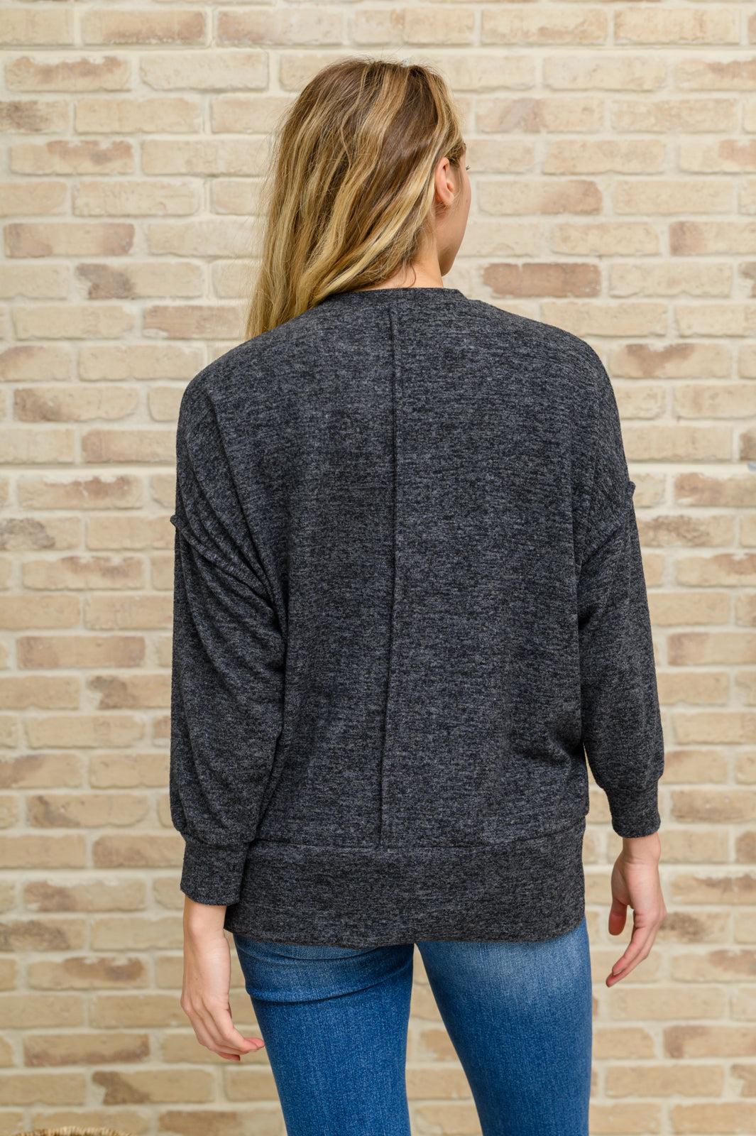 Hanging Around Brushed Drop Shoulder Sweater In Black