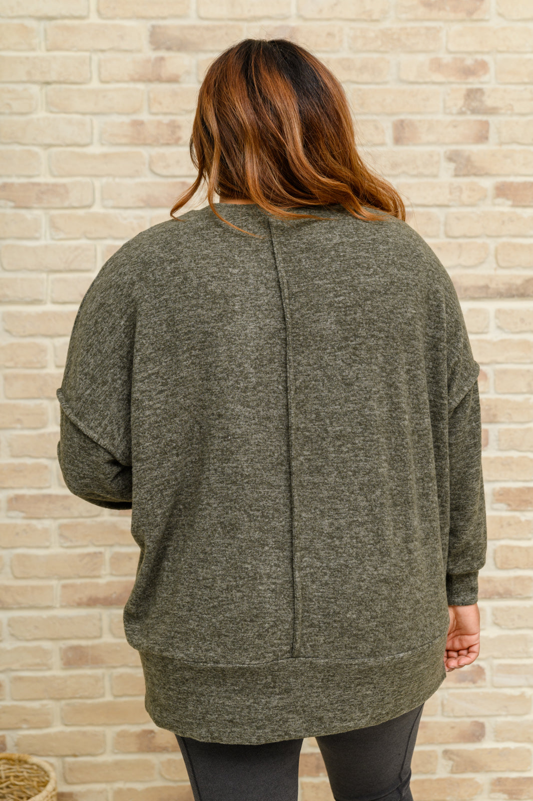 Hanging Around Brushed Drop Shoulder Sweater In Olive