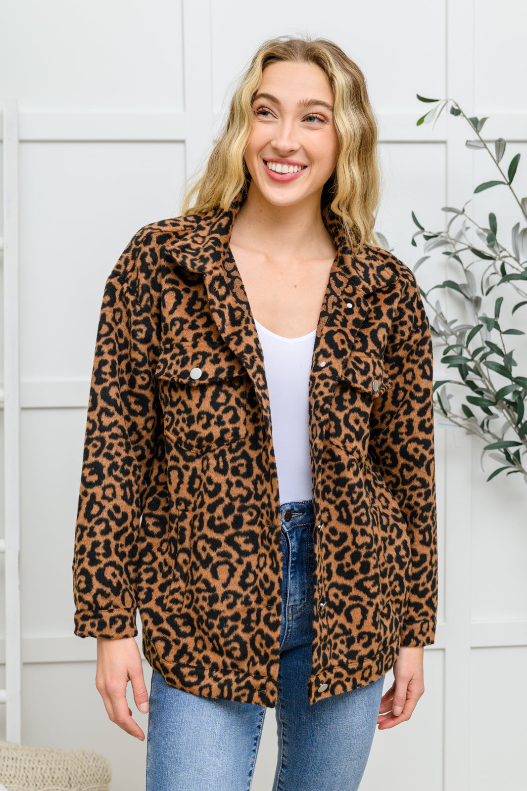 Can't Be Tamed Shacket in Bronze & Black Brown XS