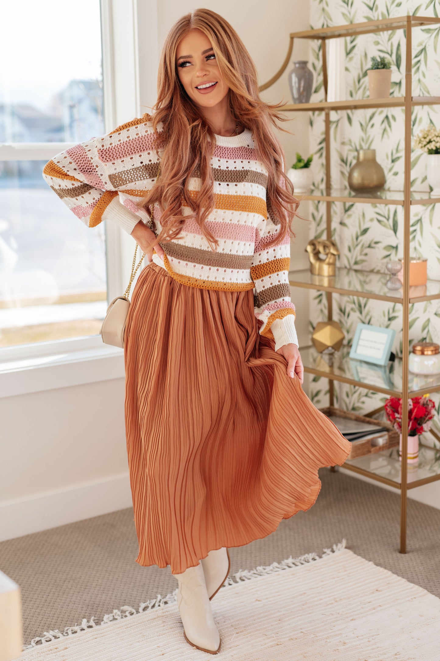 Talk to Me Pleated Midi Skirt