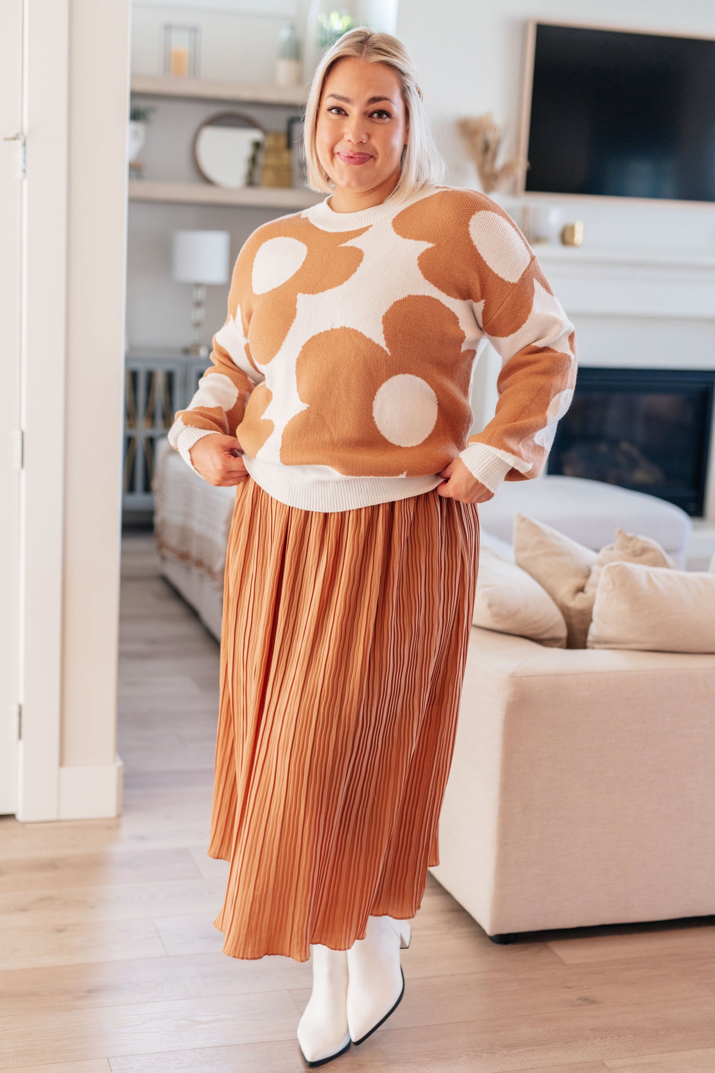 Talk to Me Pleated Midi Skirt